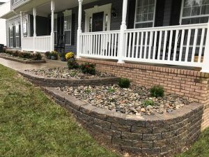 retaining wall in front of house