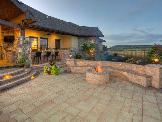 Picture of stone patio with firepit