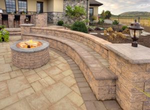 Picture of stone patio with firepit