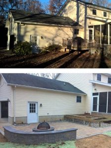 before and after pics of house with walkway and patio