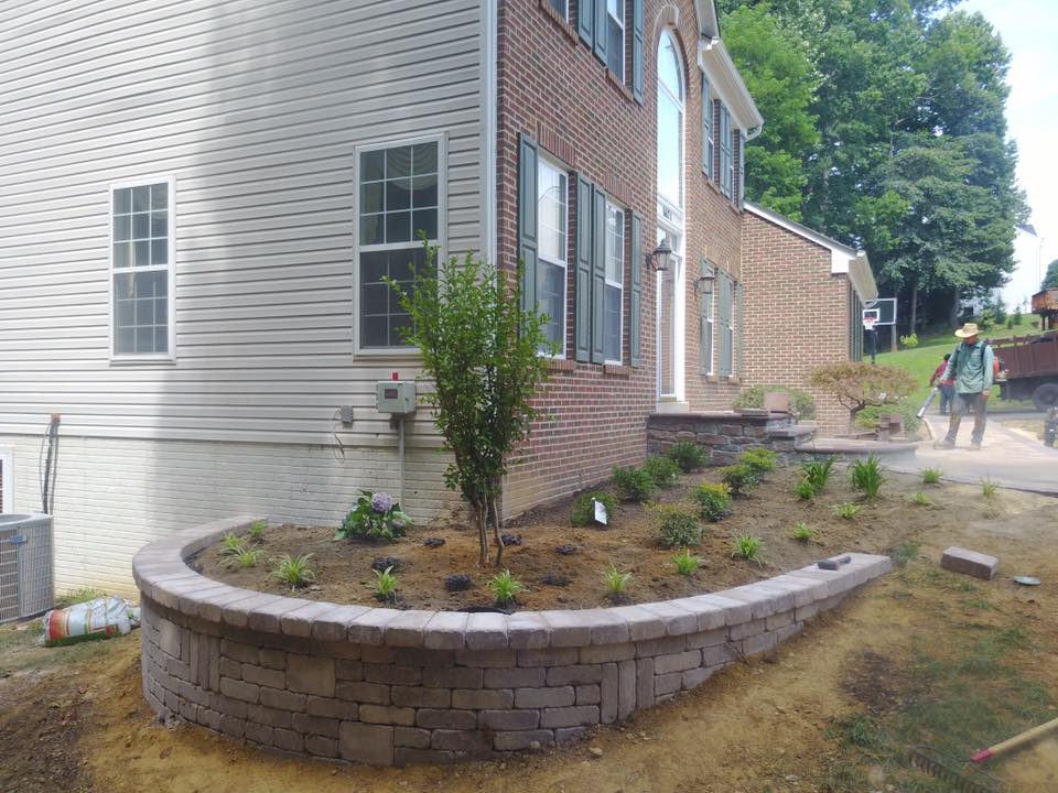 House with new retaining wall