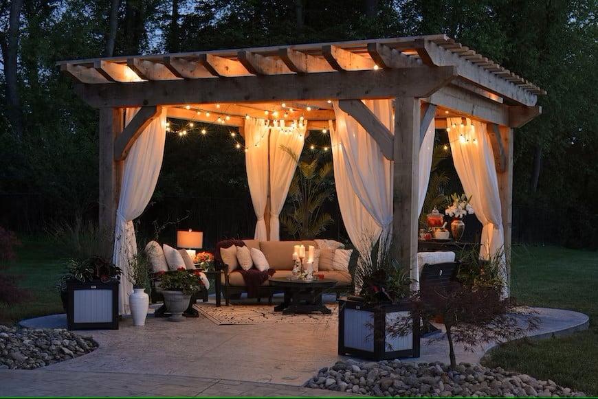 stock photo of pergola with seating