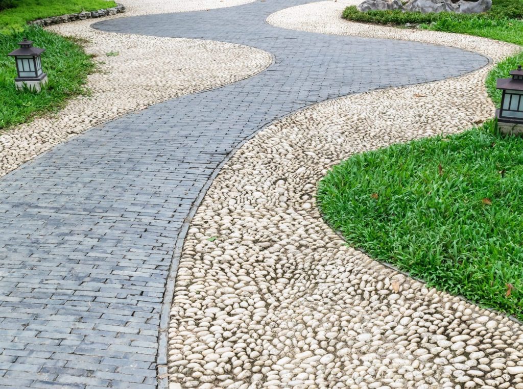 image of stone walkway through grass